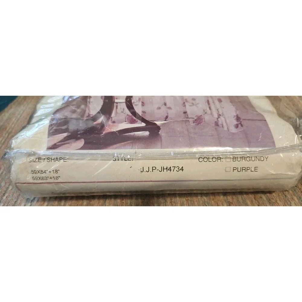 Jacquard Granny Core Curtain Set w/Bullion Fringe 59x84 Set of 2‎ Purple Floral